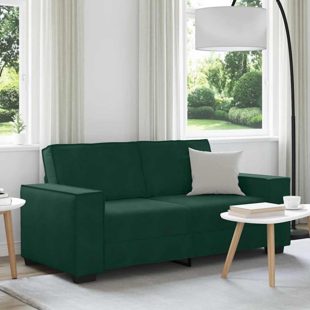 vidaXL Διθέσιος Καναπές Σκούρο Πράσινο 180x78x84 εκ. Βελούδο