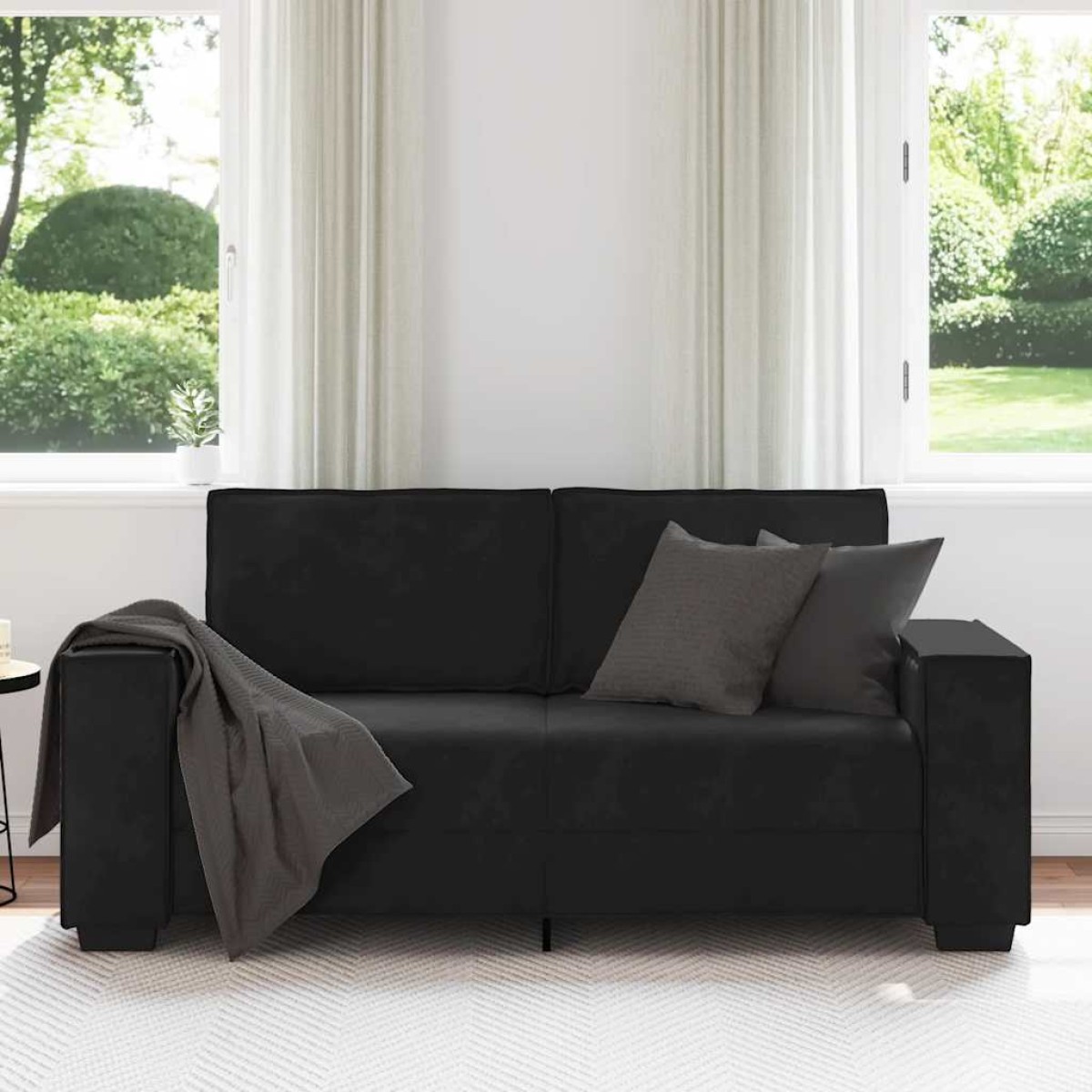 vidaXL Διθέσιος Καναπές Μαύρος Βελούδινος 180x78x84 εκ.