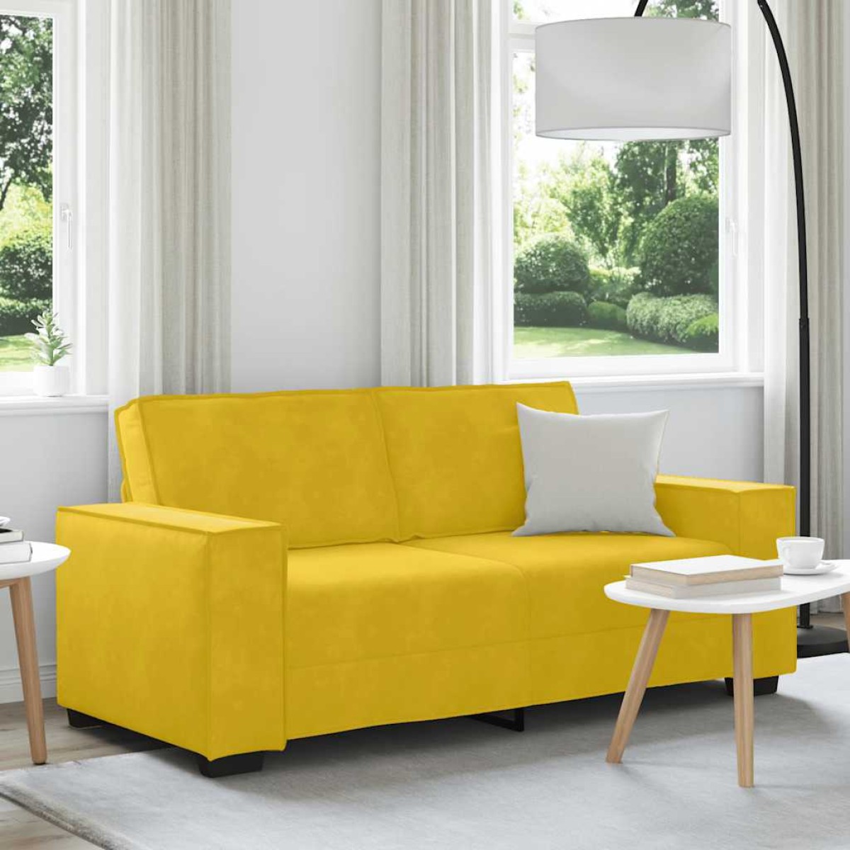 vidaXL Διθέσιος Καναπές Κίτρινος Βελούδινος 180x78x84 εκ.