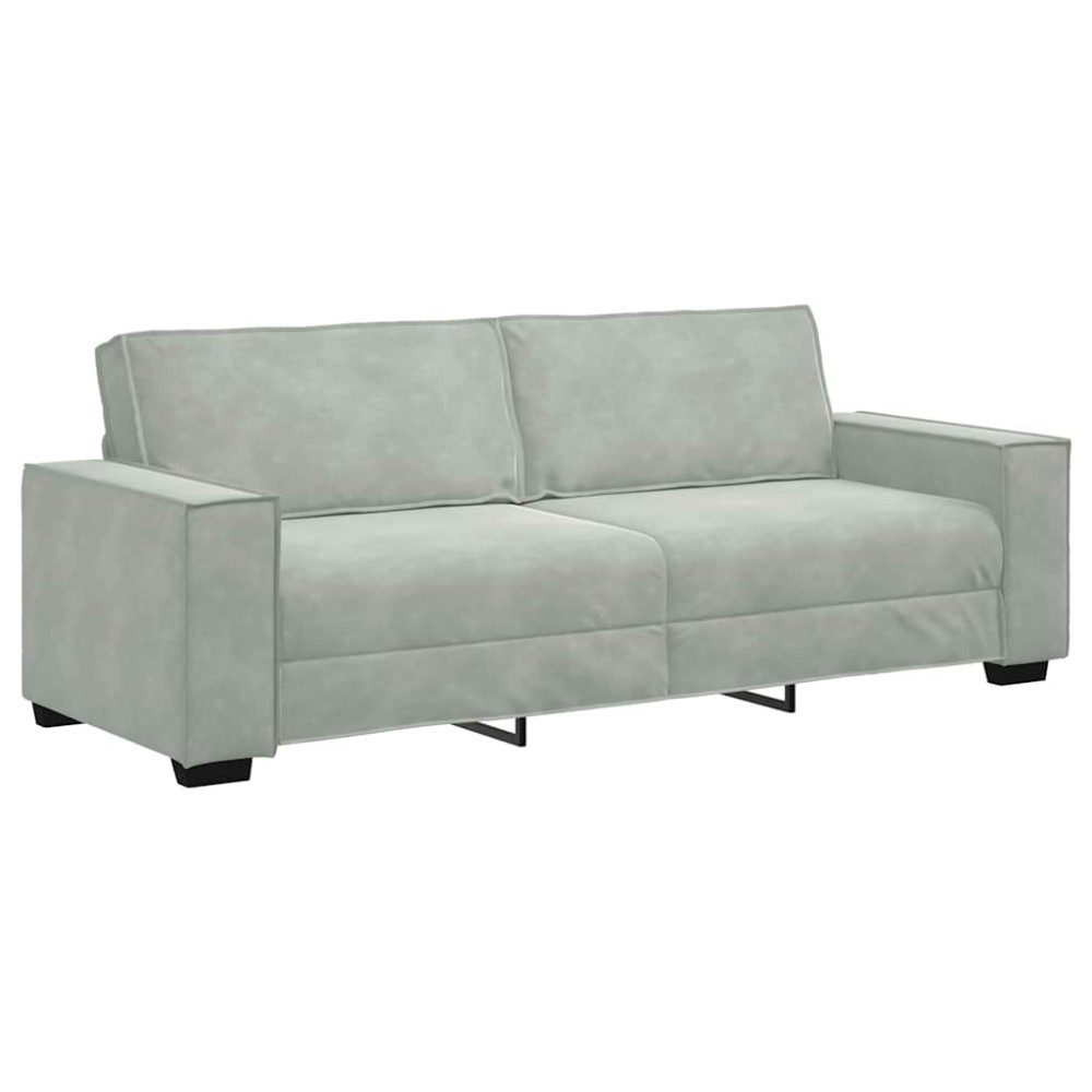 vidaXL Τριθέσιος Καναπές Ανοιχτό Γκρι 220x78x84 εκ. Βελούδο