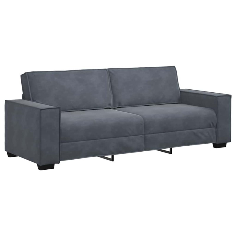 vidaXL Τριθέσιος Καναπές Σκούρο Γκρι 220x78x84 εκ. Βελούδο