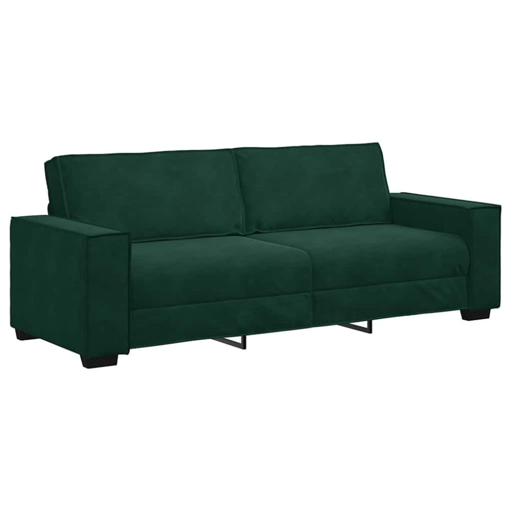 vidaXL Τριθέσιος Καναπές Σκούρο Πράσινο 220x78x84 εκ. Βελούδο