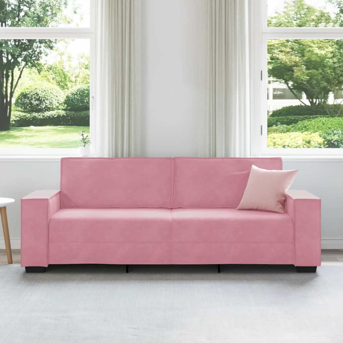 vidaXL Τριθέσιος Καναπές Ροζ Βελούδινος 220x78x84 εκ.