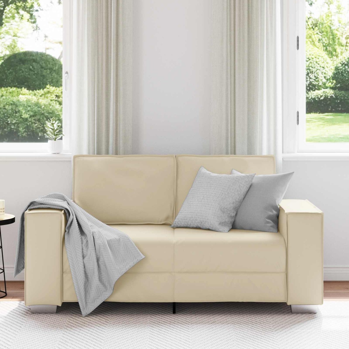 vidaXL Διθέσιος καναπές Κρεμ 160 cm Τεχνητό Δέρμα