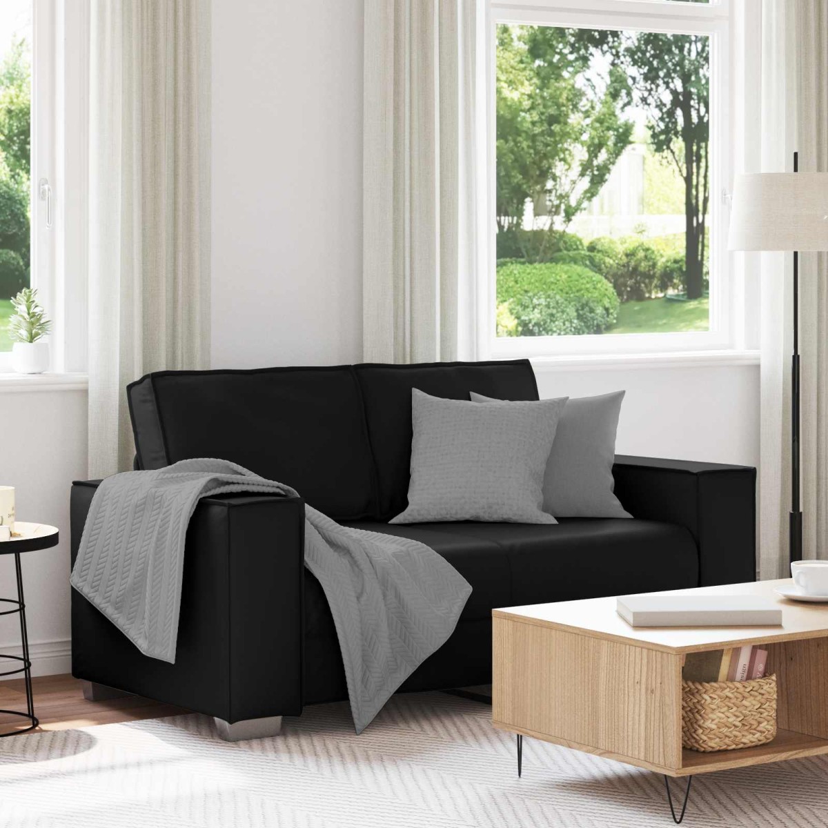 vidaXL Διθέσιος καναπές Μαύρο 160 cm Τεχνητό Δέρμα