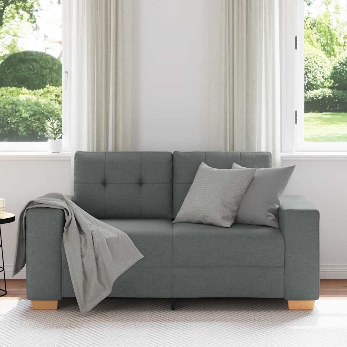 vidaXL Καναπές-Διθέσιος Σκούρο Γκρι 160 x 77 x 82 εκ. Υφασμάτινος