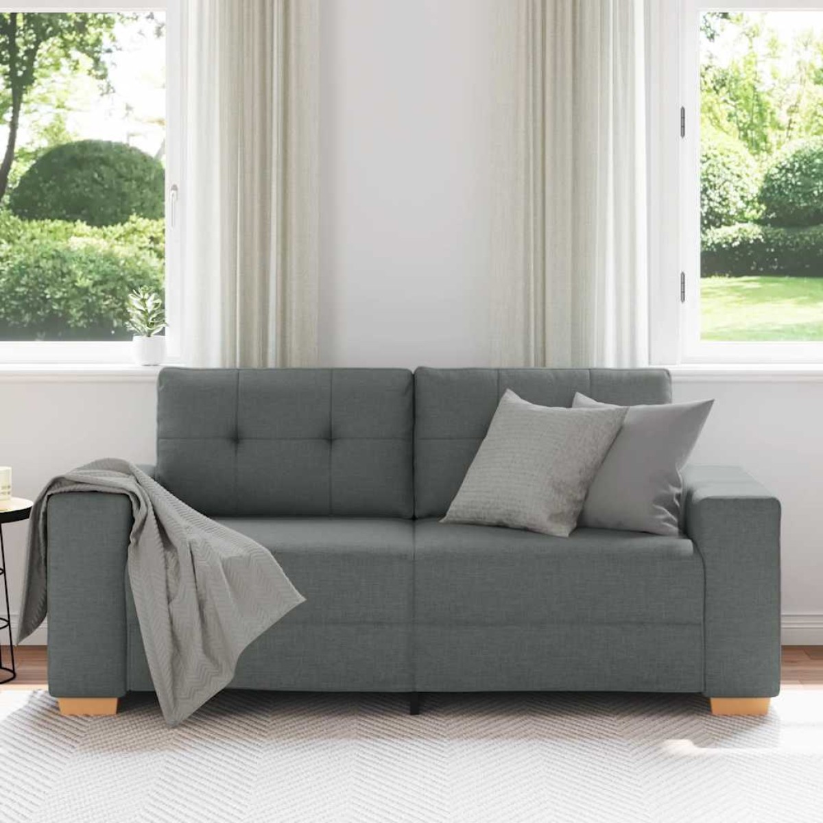 vidaXL Καναπές-Διθέσιος Σκούρο Γκρι 180 x 77 x 82 εκ. Ύφασμα