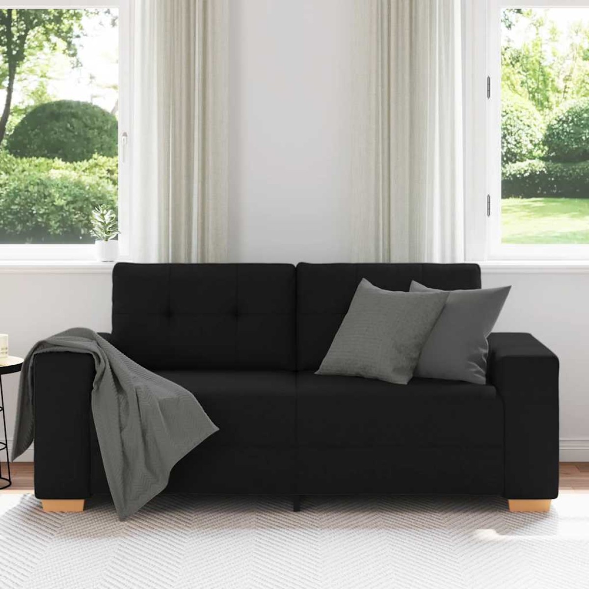 vidaXL Καναπές Διθέσιος Μαύρος 180x77x82 εκ. από Ύφασμα