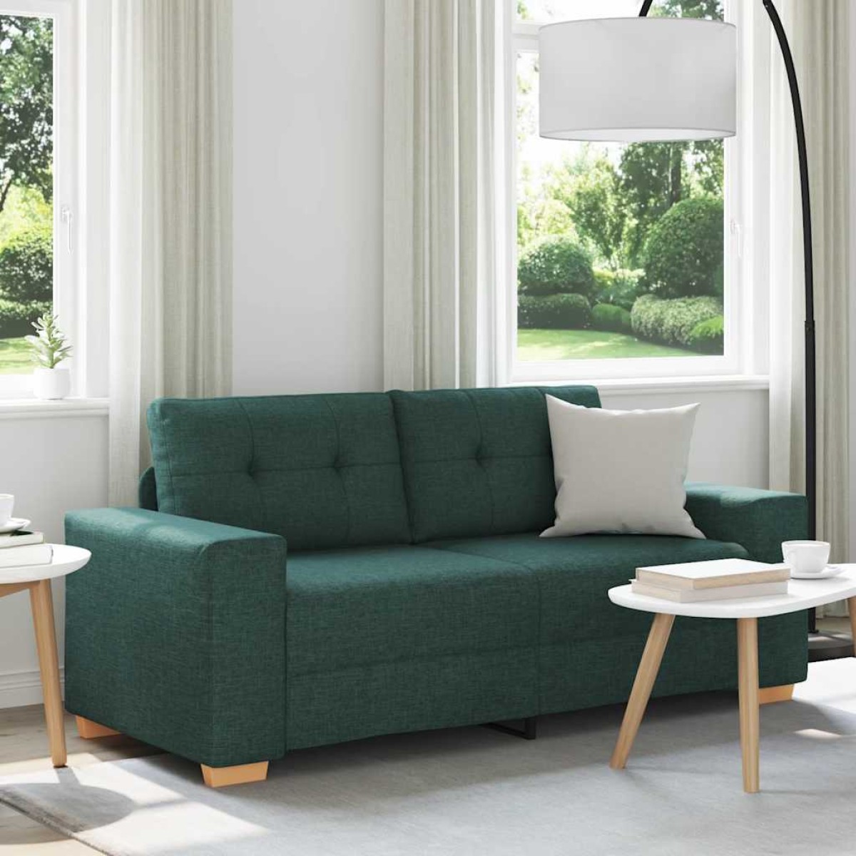 vidaXL Καναπές-Διθέσιος Σκούρο Πράσινο 180x77x82 εκ. Ύφασμα