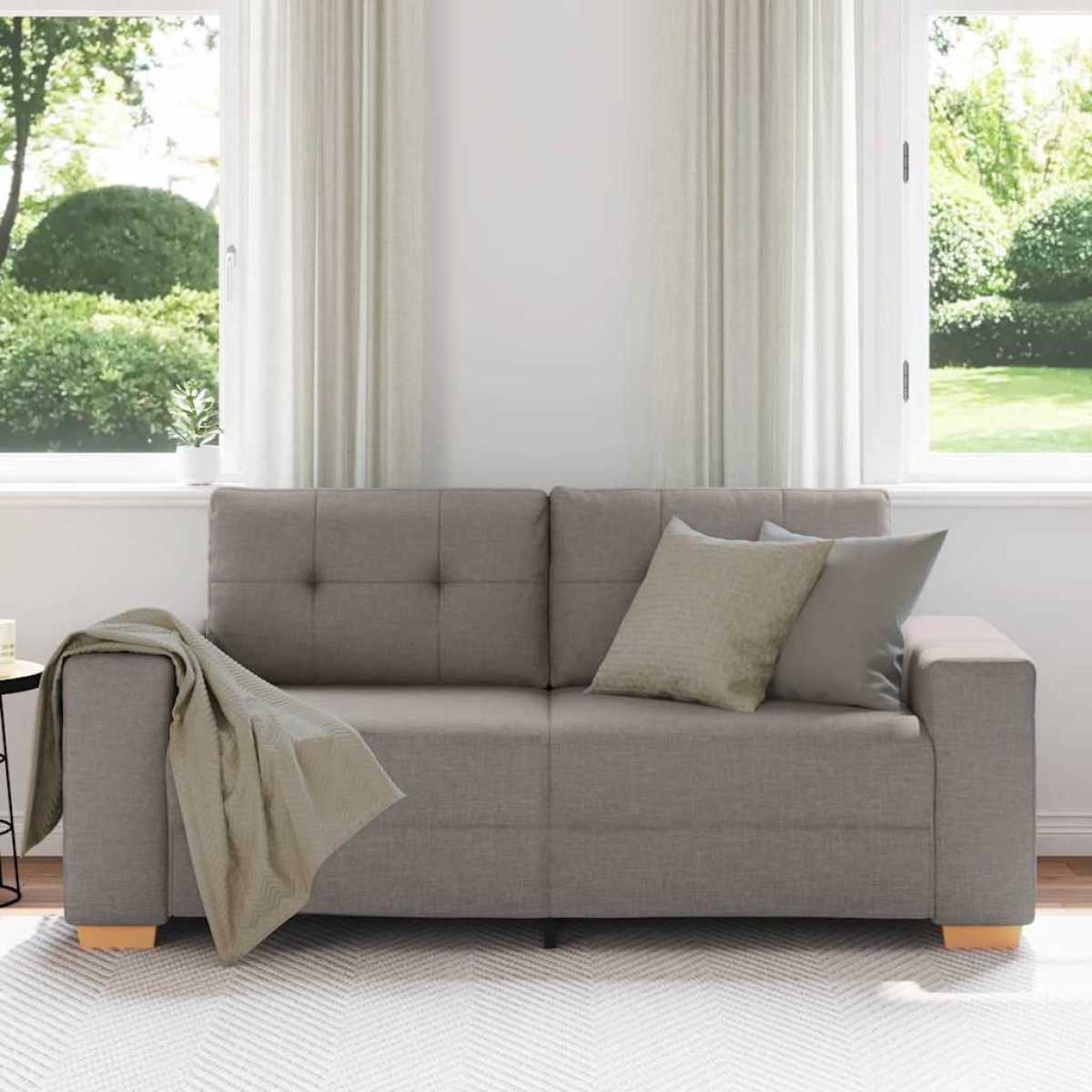 vidaXL Καναπές-Διθέσιος με Θέση Ύφασμα, Μπεζ 180x77x82 εκ.