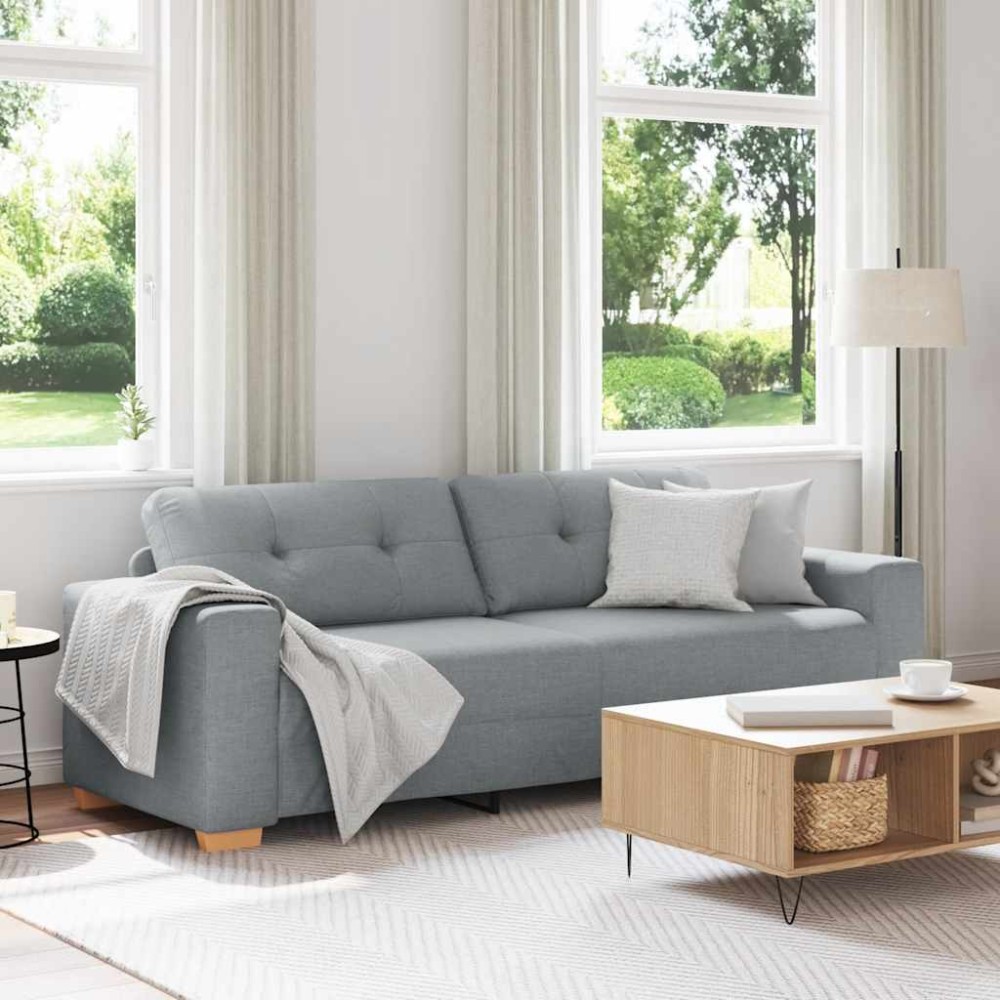 vidaXL Τριθέσιος Καναπές Ανοιχτό Γκρι 220x78x80 εκ. Ύφασμα