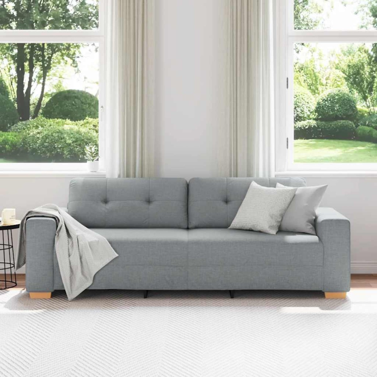 vidaXL Τριθέσιος Καναπές Ανοιχτό Γκρι 220x78x80 εκ. Ύφασμα