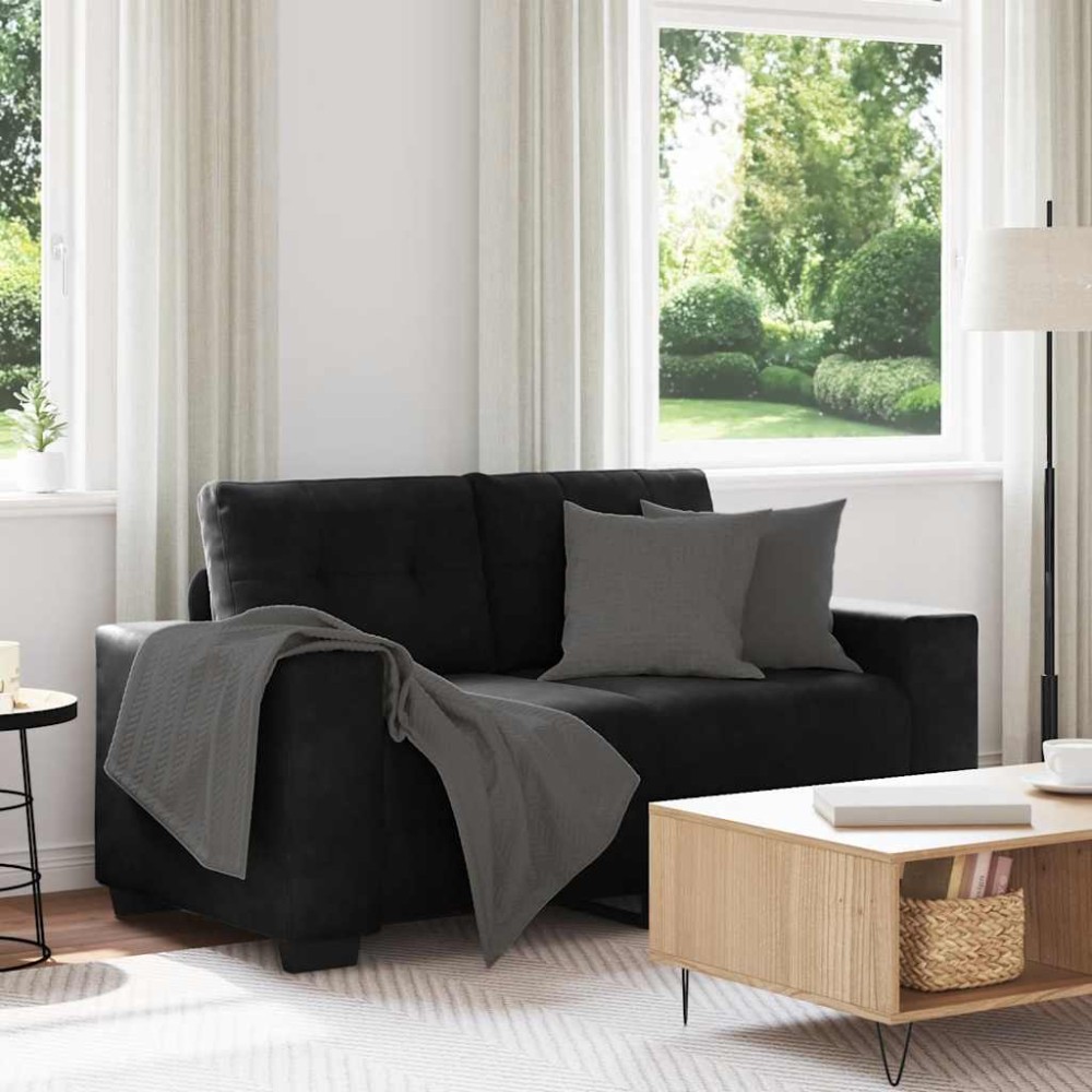 vidaXL Καναπές Διθέσιος Μαύρος Βελούδινος 160 x 77 x 82 εκ.