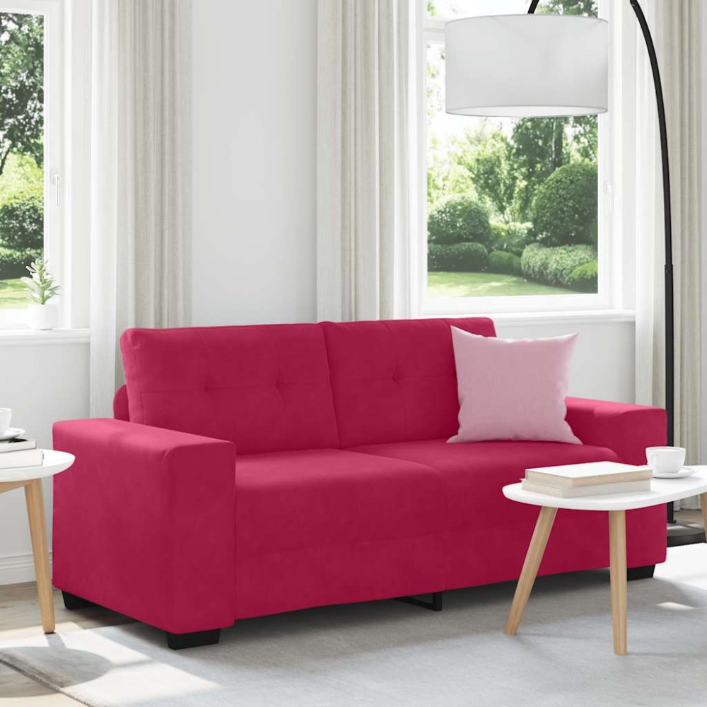 vidaXL Καναπές Διθέσιος Κόκκινος Βελούδος 180 x 77 x 82 εκ.