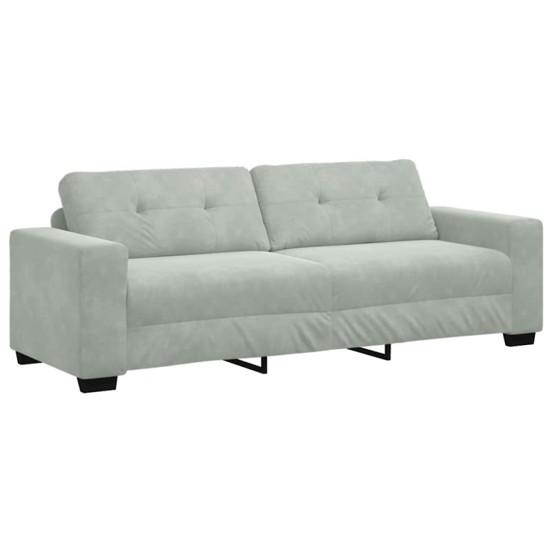 vidaXL Τριθέσιος Καναπές Ανοιχτό Γκρι 220x78x80 εκ. Βελούδο