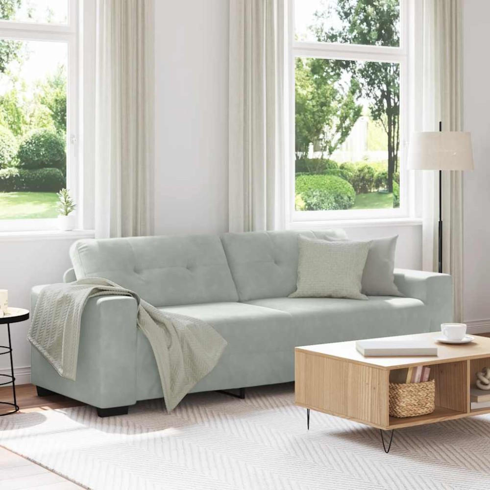 vidaXL Τριθέσιος Καναπές Ανοιχτό Γκρι 220x78x80 εκ. Βελούδο