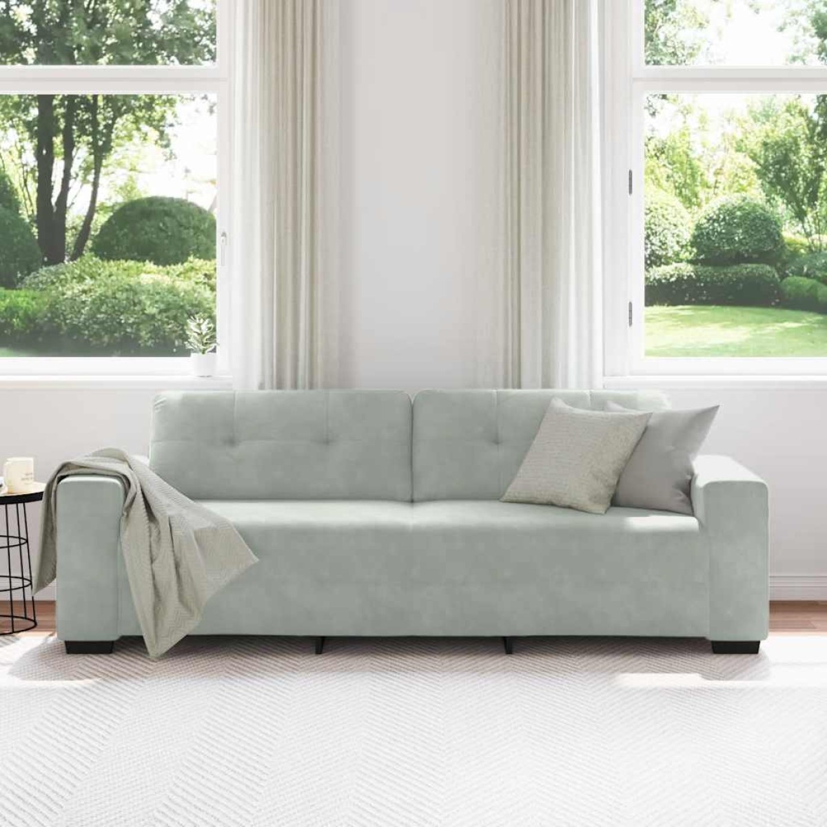 vidaXL Τριθέσιος Καναπές Ανοιχτό Γκρι 220x78x80 εκ. Βελούδο
