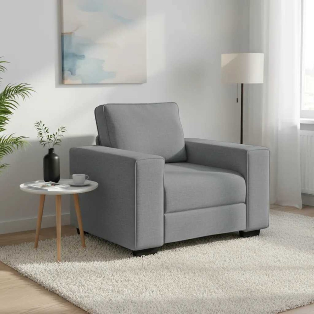 vidaXL Πολυθρόνα Ανοιχτό Γκρι 100 x 77 x 82 εκ. Ύφασμα