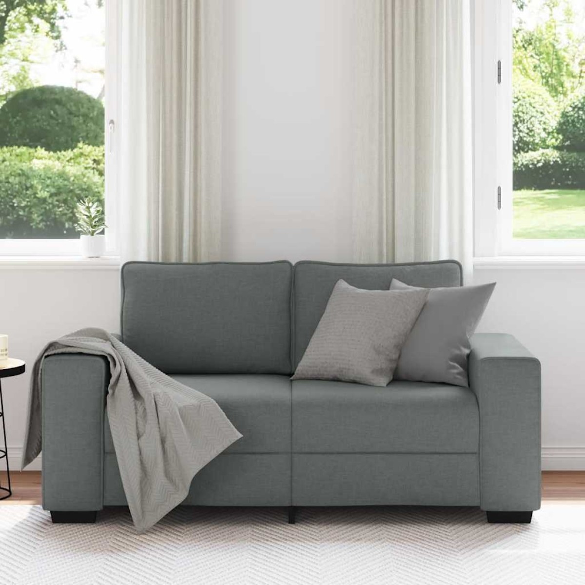 vidaXL Διθέσιος Καναπές Σκούρο Γκρι 160x77x82 εκ. Ύφασμα