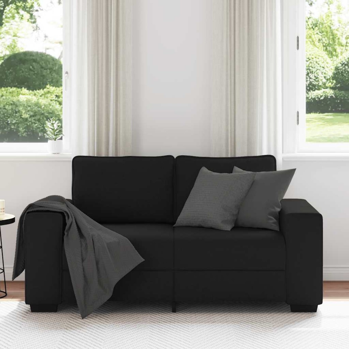 vidaXL Διθέσιος Καναπές Μαύρος 160x77x82 εκ. Ύφασμα