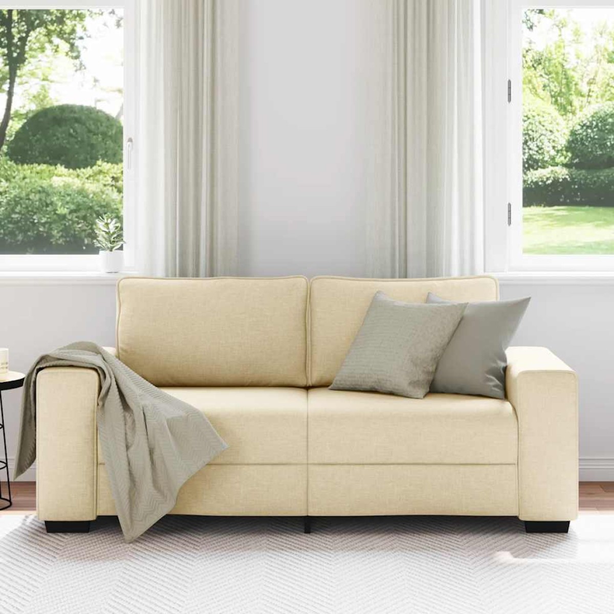 vidaXL Διθέσιος Καναπές Κρεμ 180x77x82 εκ. Ύφασμα