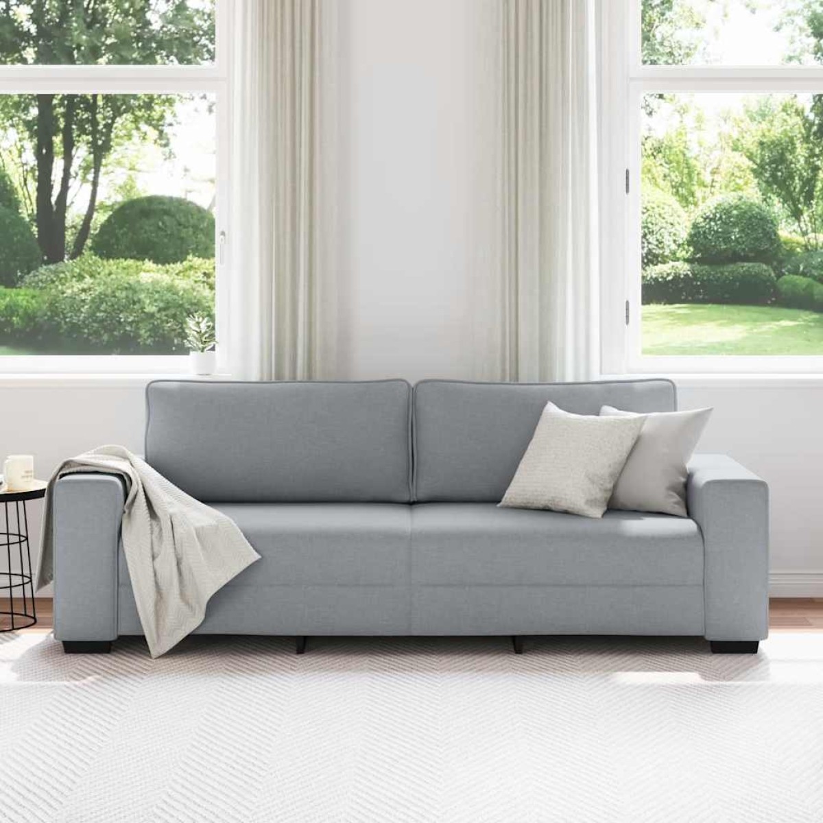 vidaXL Τριθέσιος Καναπές Ανοιχτό Γκρι 220x77x82 εκ. Ύφασμα