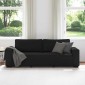 vidaXL Τριθέσιος Καναπές Μαύρος 220x77x82 εκ. Ύφασμα