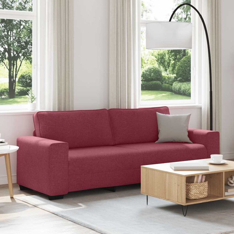 vidaXL Τριθέσιος Καναπές Κόκκινος 220x77x82 εκ. Ύφασμα
