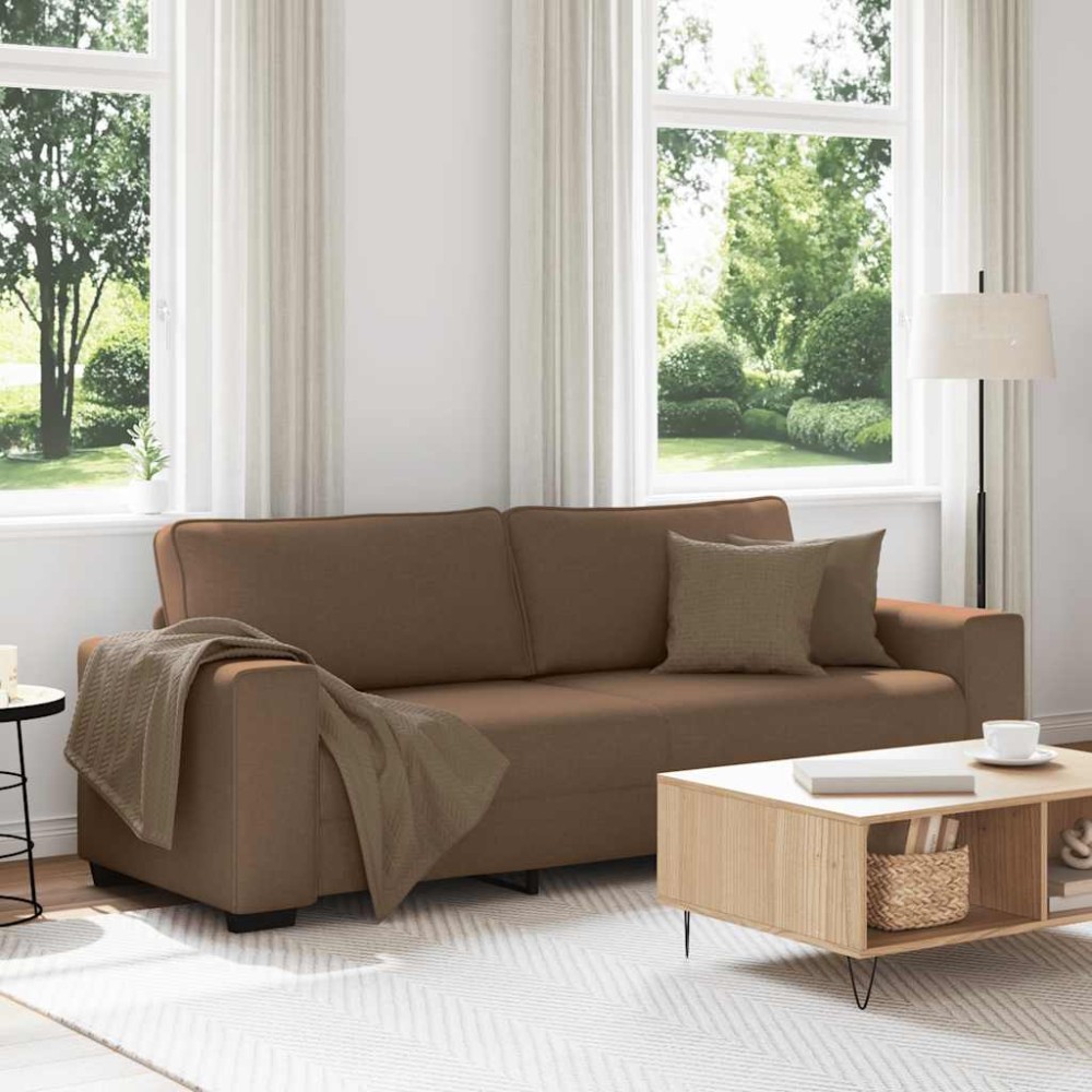vidaXL Τριθέσιος Καναπές Καφέ 220x77x82 εκ. Ύφασμα