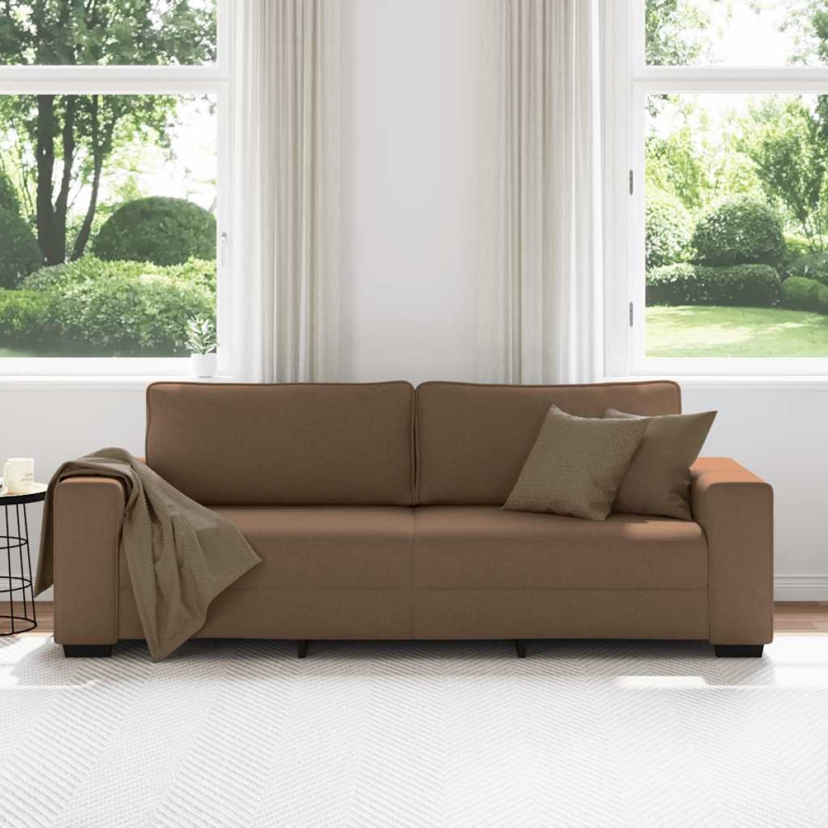 vidaXL Τριθέσιος Καναπές Καφέ 220x77x82 εκ. Ύφασμα