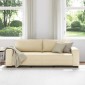 vidaXL Τριθέσιος Καναπές Μπεζ 220x77x82 εκ. Ύφασμα