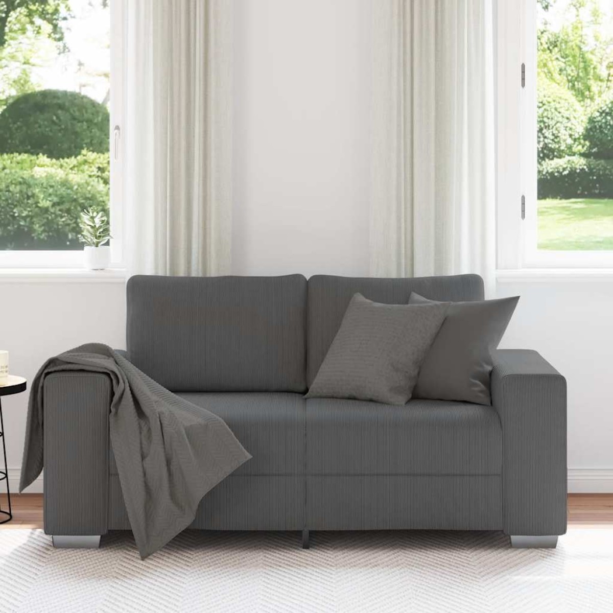 vidaXL Διθέσιος Καναπές-Σέτ Σκούρο Γκρι 160 x 77 x 82 εκ. από Ύφασμα Κοτλέ