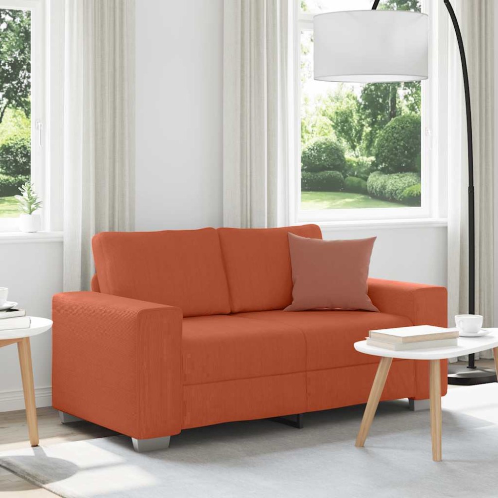 vidaXL Καναπές Διθέσιος Κόκκινος Πορτοκαλί 160 x 77 x 82 εκ. από Ύφασμα Κοτλέ