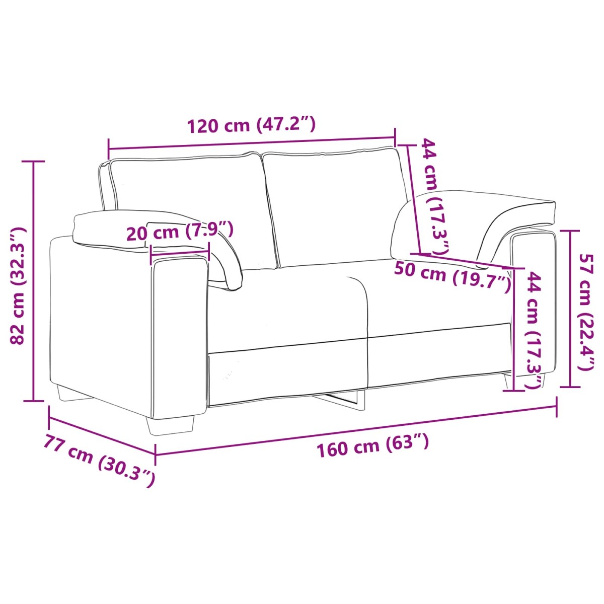 vidaXL Διθέσιος καναπές Taupe 160 cm ύφασμα