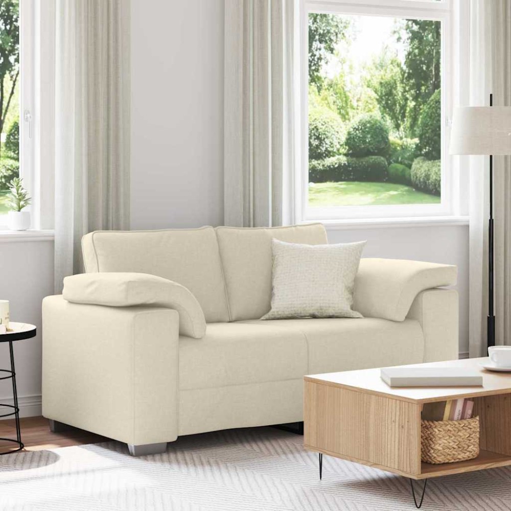 vidaXL Καναπές 2 ατόμων Μπεζ 160 cm Ύφασμα μείγματος λινών