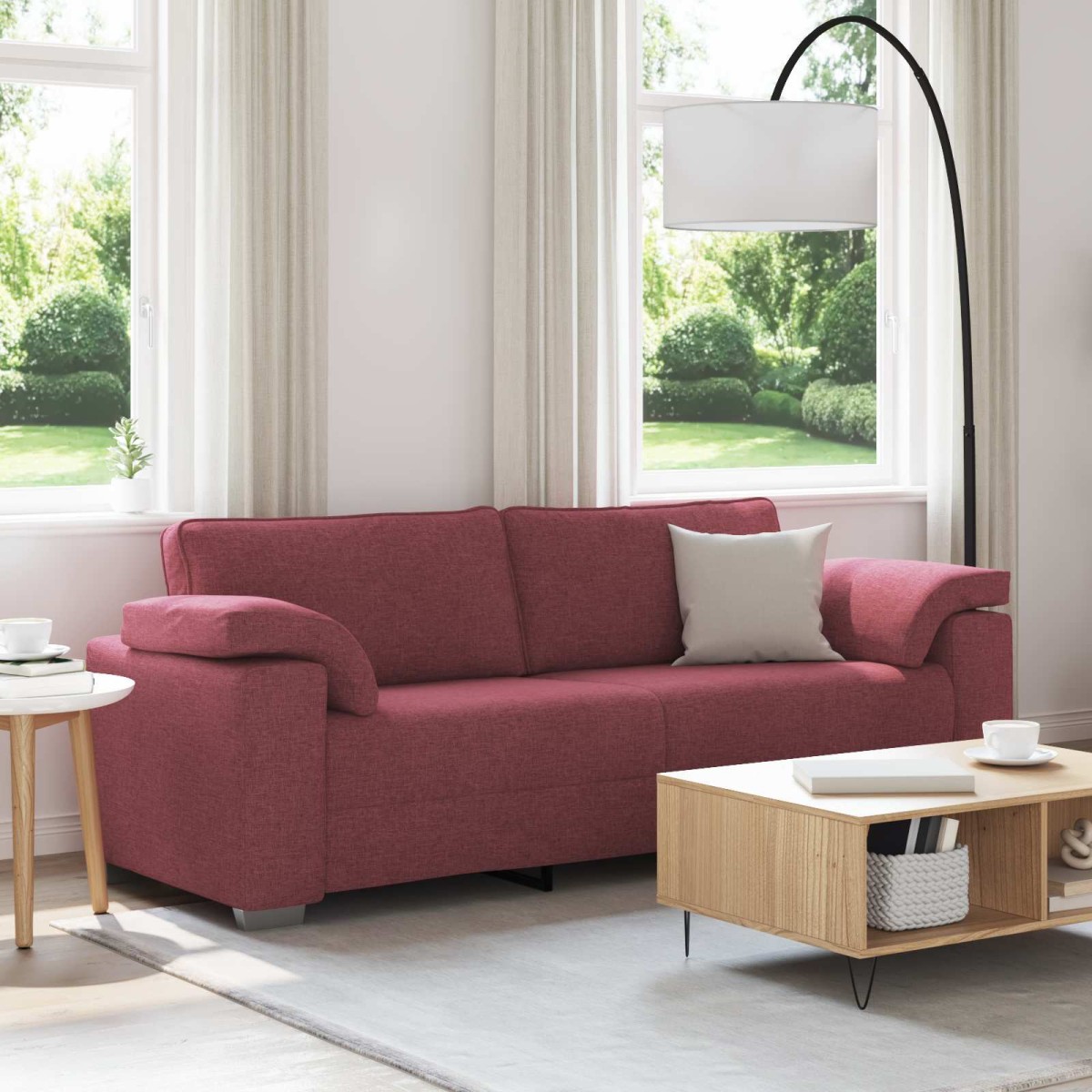 vidaXL 3-Θέσιος καναπές Κόκκινο 220 cm ύφασμα