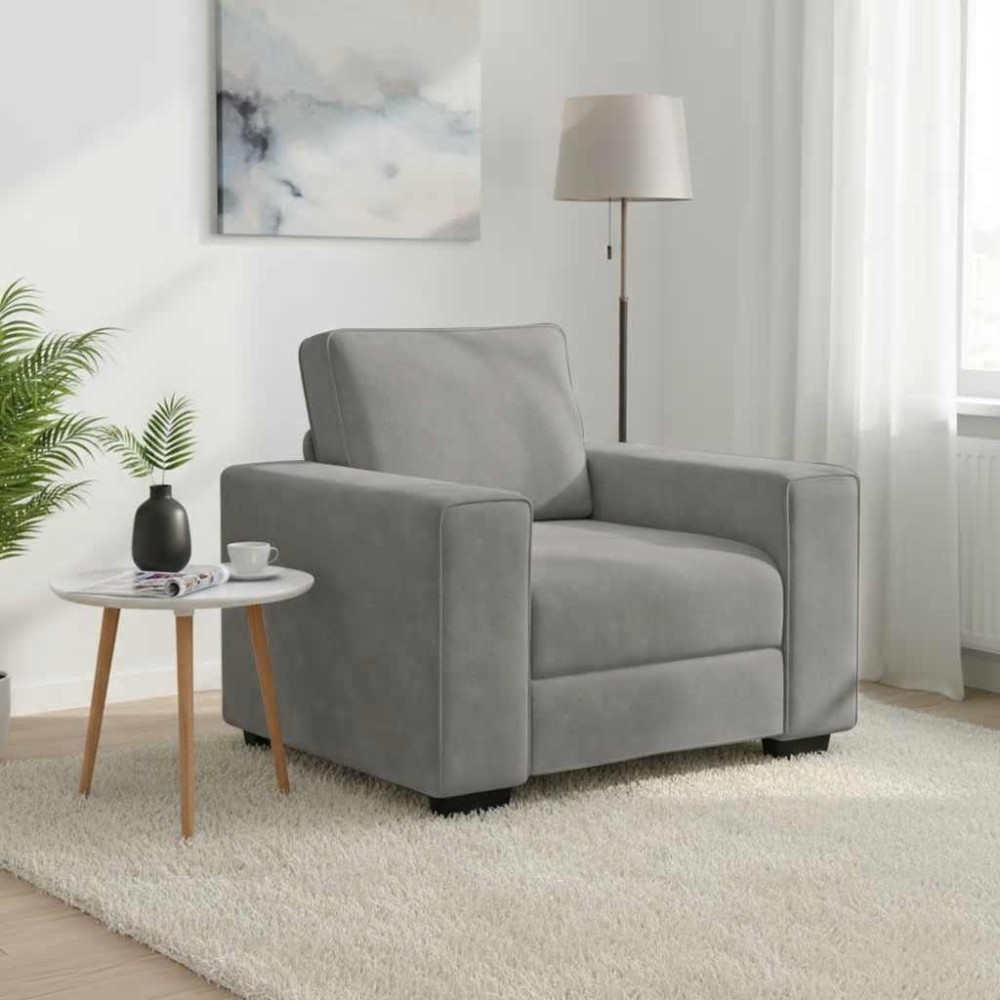 vidaXL Πολυθρόνα Ανοιχτό Γκρι Βελούδινη 100 x 77 x 82 εκ.