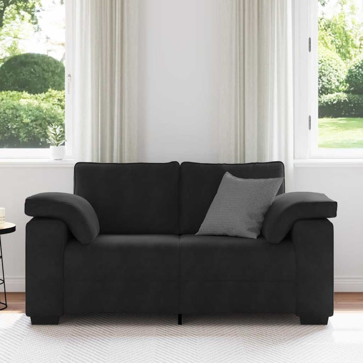 vidaXL Καναπές Διθέσιος Μαύρος Βελούδινος 160 x 77 x 82 εκ.