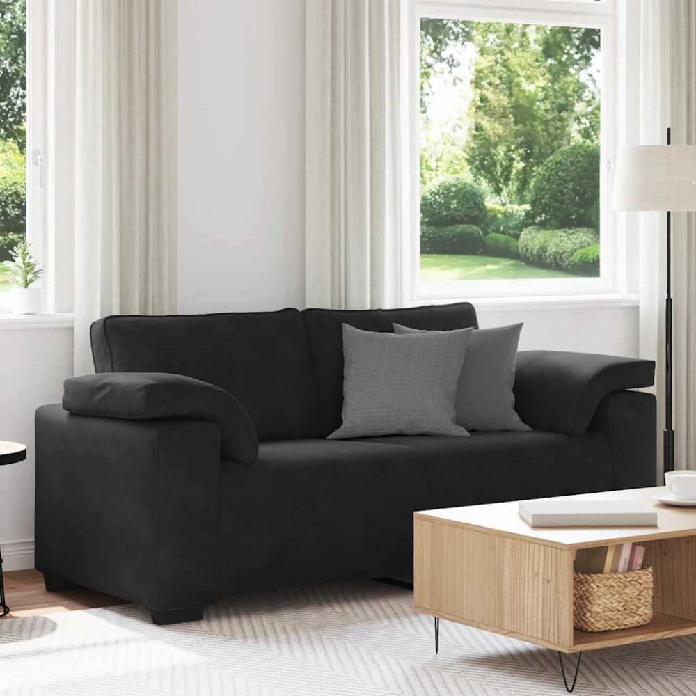 vidaXL Καναπές Διθέσιος Μαύρος Βελούδινος 180 x 77 x 82 εκ.