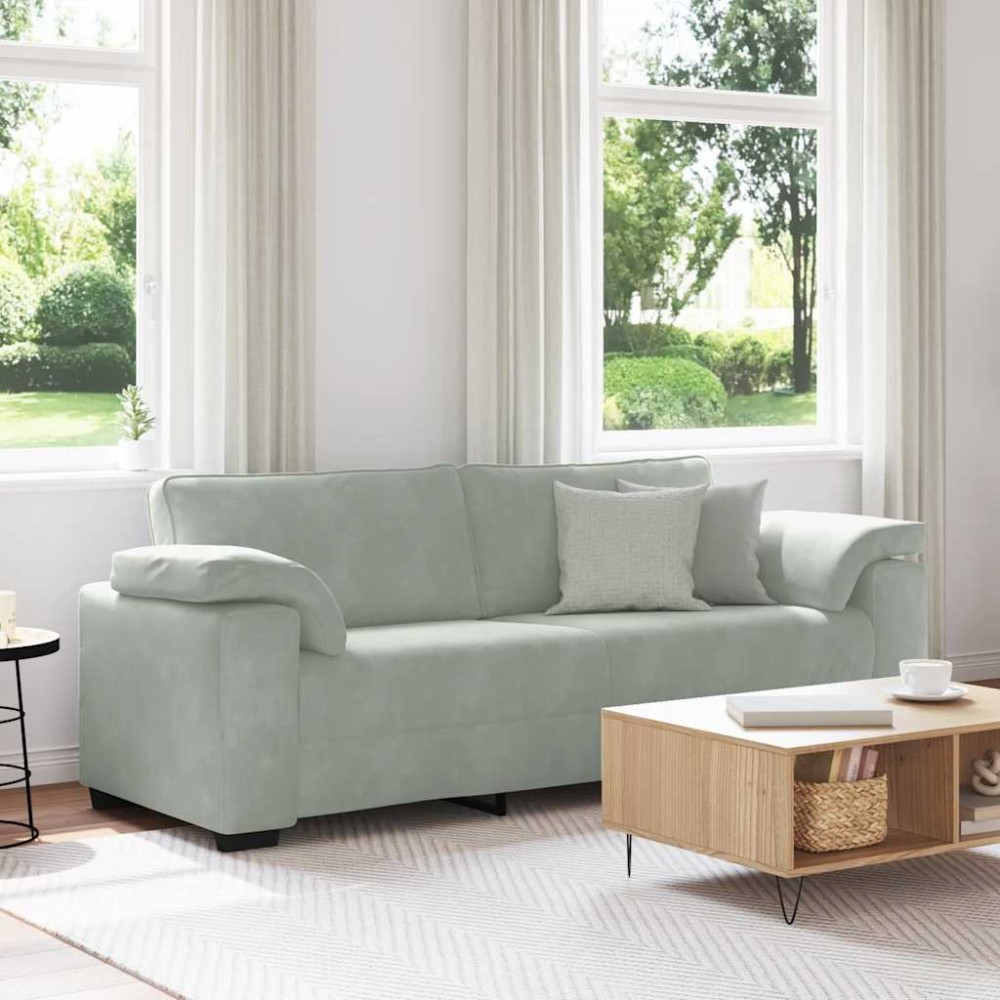 vidaXL Τριθέσιος Καναπές Ανοιχτό Γκρι 220x77x82 εκ. Βελούδο