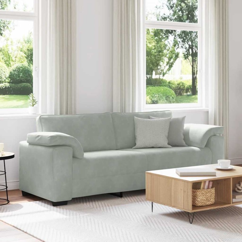 vidaXL Τριθέσιος Καναπές Ανοιχτό Γκρι 220x77x82 εκ. Βελούδο