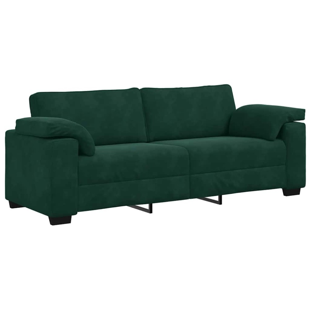 vidaXL Τριθέσιος Καναπές Σκούρο Πράσινο 220x77x82 εκ. Βελούδο