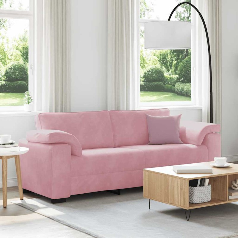 vidaXL Τριθέσιος Καναπές Ροζ Βελούδινος 220x77x82 εκ.