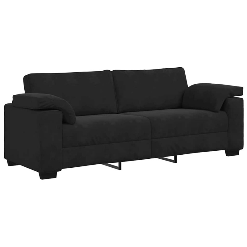 vidaXL Τριθέσιος Καναπές Μαύρος Βελούδινος 220x77x82 εκ.