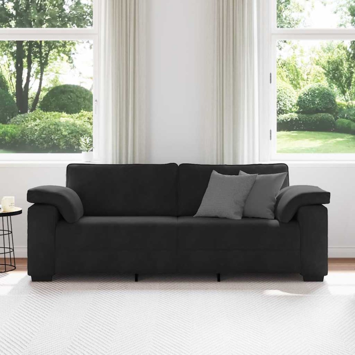 vidaXL Τριθέσιος Καναπές Μαύρος Βελούδινος 220x77x82 εκ.
