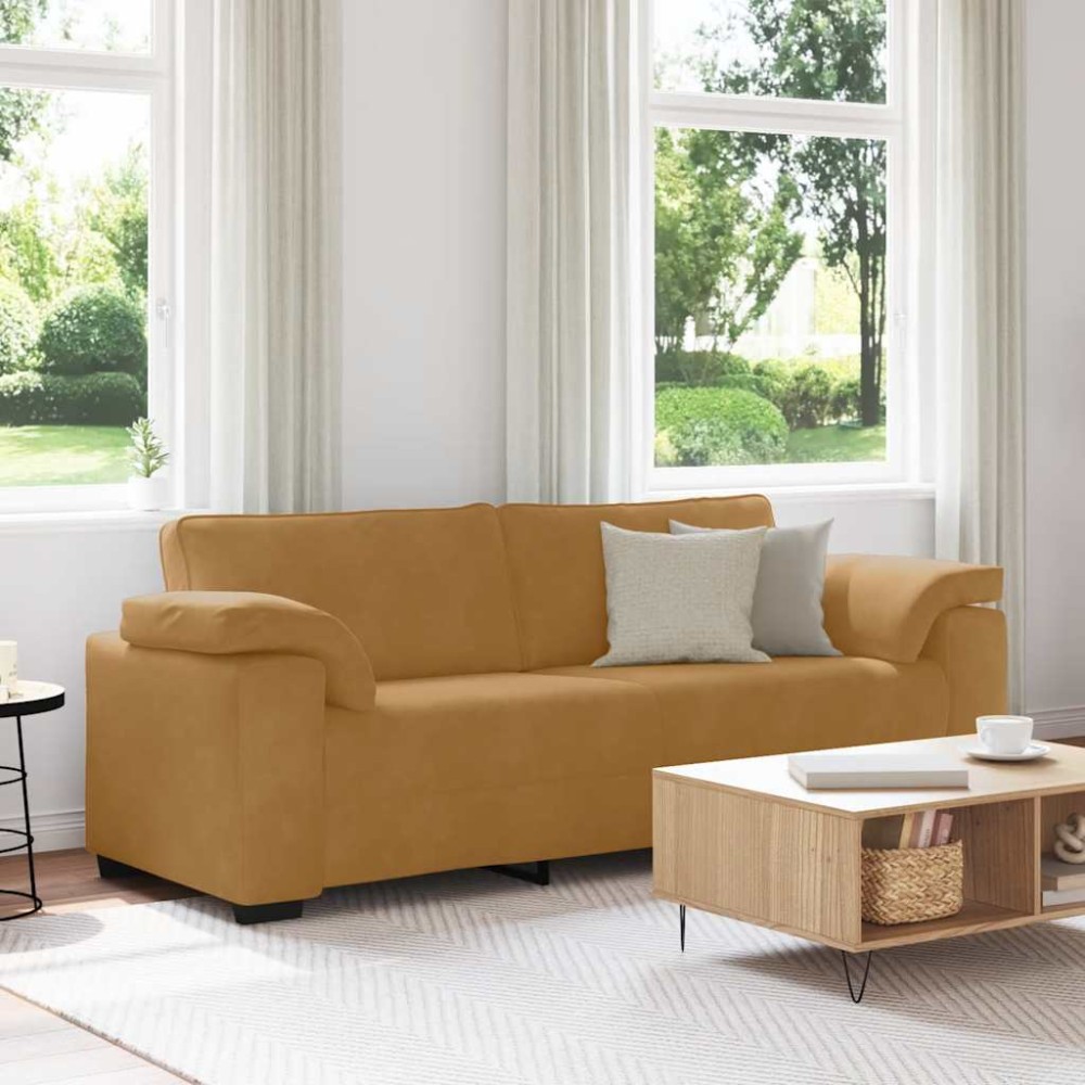 vidaXL Τριθέσιος Καναπές Καφέ Βελούδινος 220x77x82 εκ.