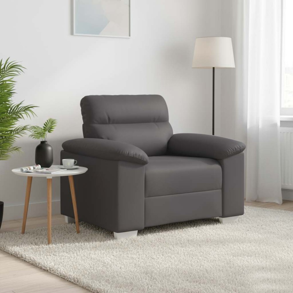 vidaXL Πολυθρόνα Γκρι 100 x 81 x 84 εκ. από Συνθετικό Δέρμα
