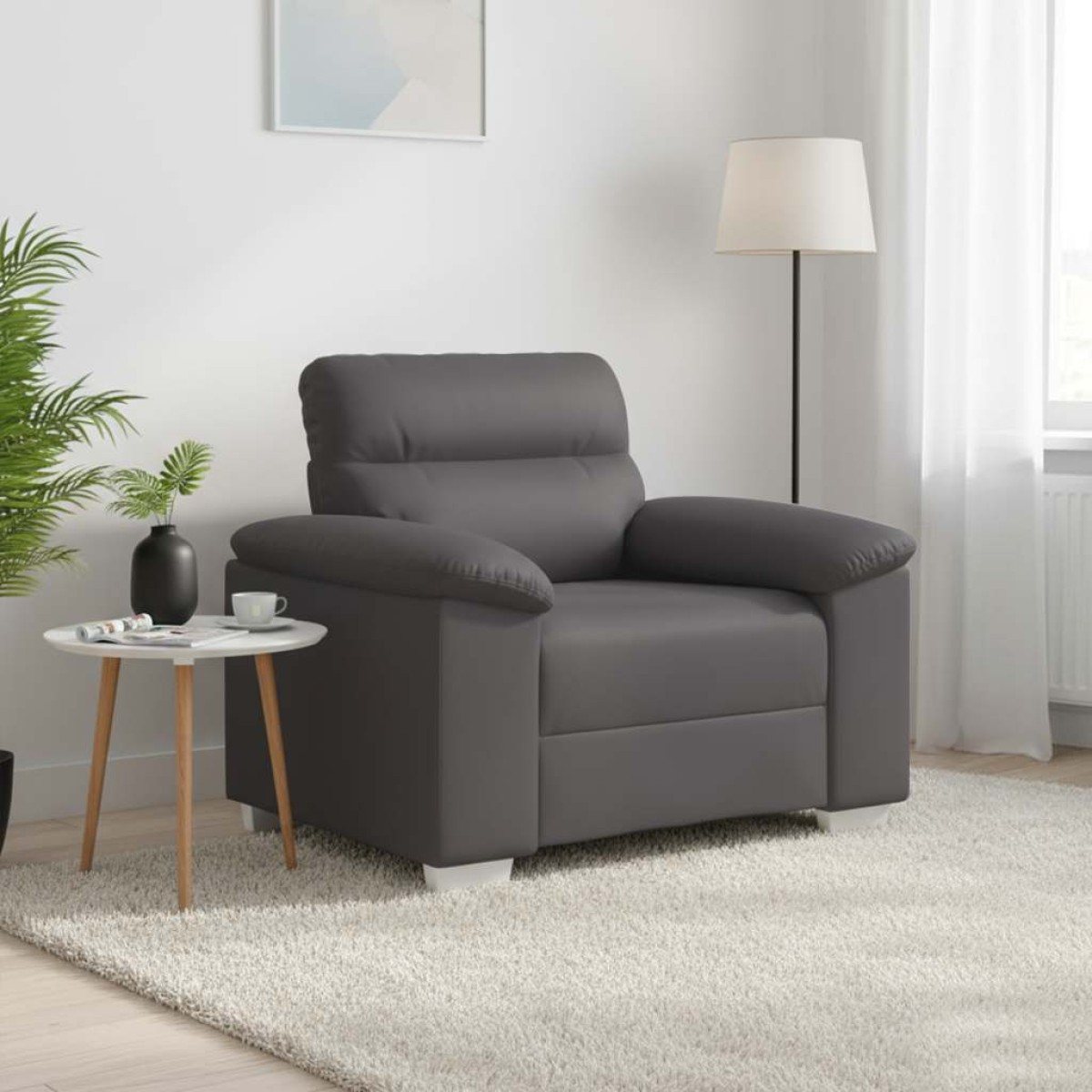 vidaXL Πολυθρόνα Γκρι 100 x 81 x 84 εκ. από Συνθετικό Δέρμα