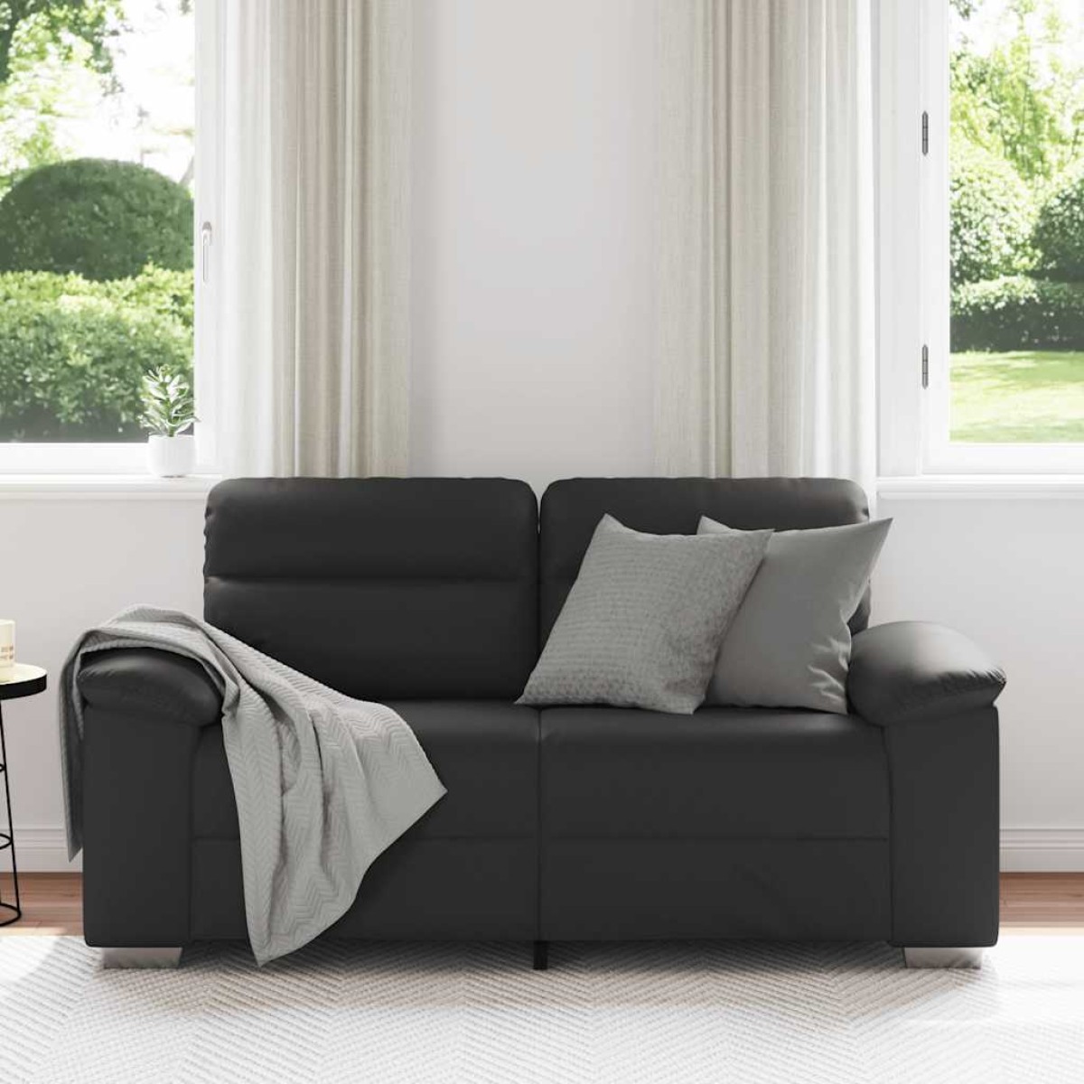 vidaXL Διθέσιος Καναπές Μαύρος 160x81x84 εκ. από Συνθετικό Δέρμα
