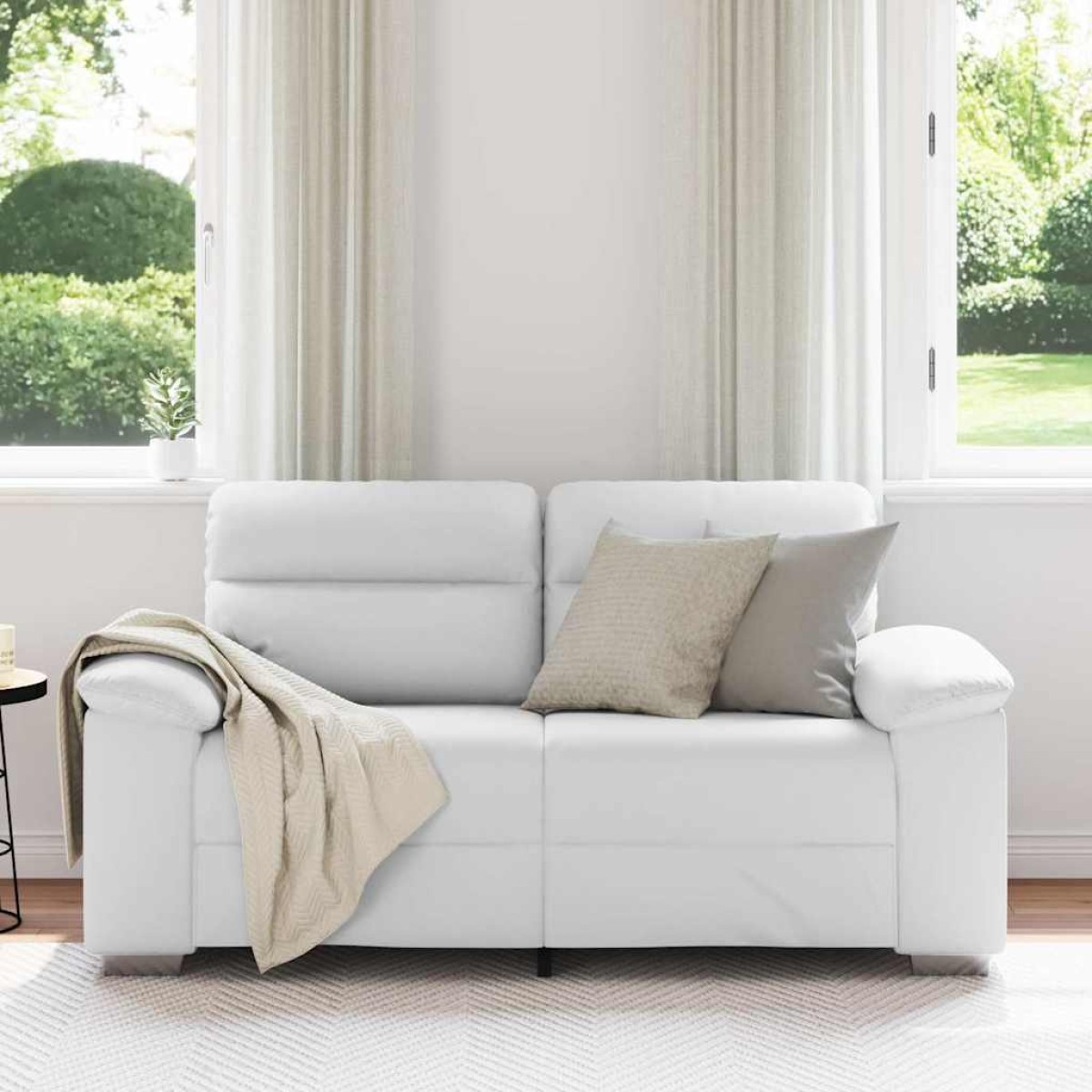 vidaXL Διθέσιος Καναπές Λευκός 160x81x84 εκ. από Συνθετικό Δέρμα